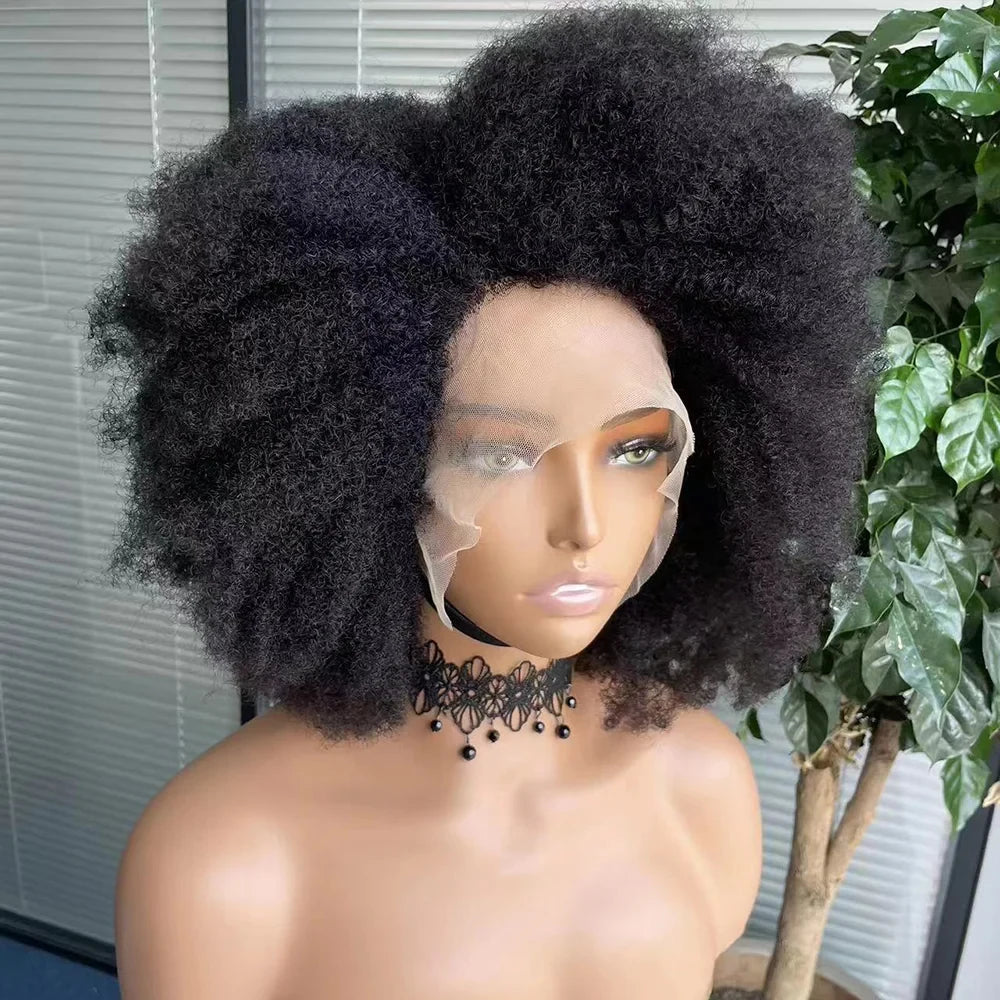 Short SENSE Curly Bob Lace Frontal Wig Human Hair Afro Kinky Curly 250 Density 13x4x2 T Part Lace Wigs Short Bob Wig Human Hair Lace Wigs
