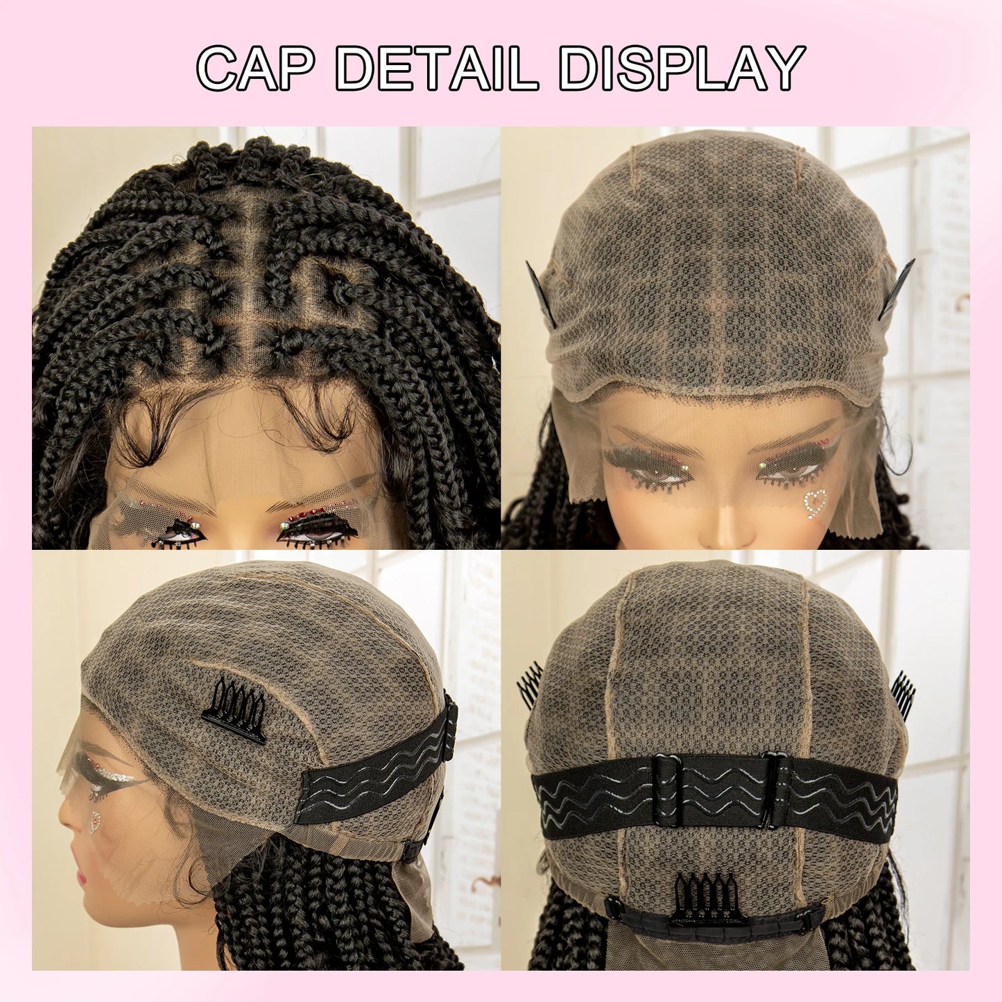 Braids SENSE 16 Inches Synthetic Full Lace Square Knotless Box Braided Wigs with Curly Boho Braids Wig with Baby Hair for Black Women
