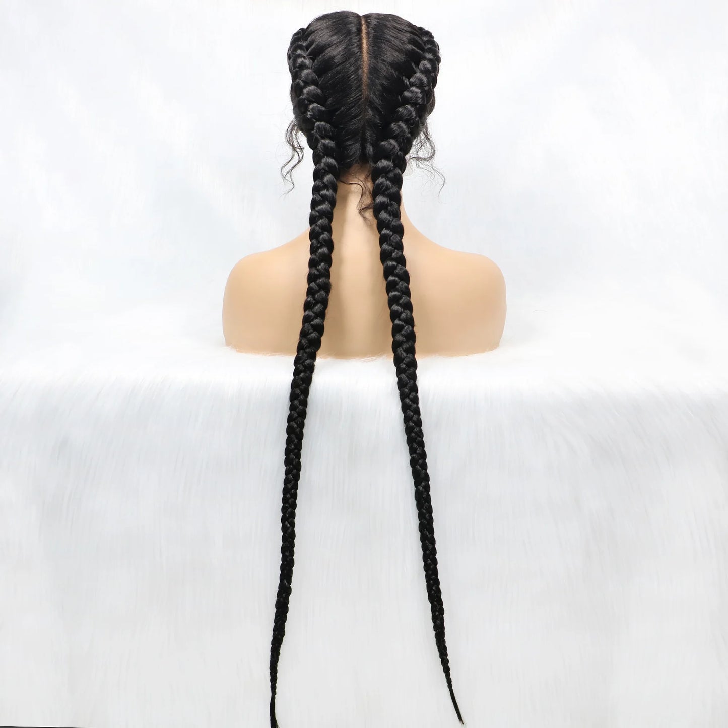 Braids SENSE Synthetic Cornrow Braided Wigs Natural Black Braided Lace Front Wig Double Dutch Braids 100% Hand Made with Baby Hairs for Women