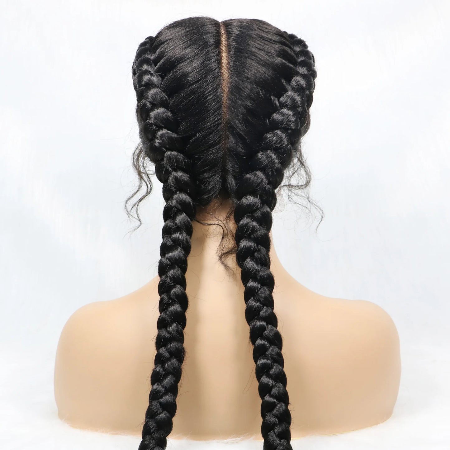 Braids SENSE Synthetic Cornrow Braided Wigs Natural Black Braided Lace Front Wig Double Dutch Braids 100% Hand Made with Baby Hairs for Women