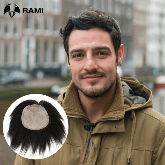 MEN'S SENSE BEAUTY Men's Capillary Prothesis Silk Base Men Toupee Male Hair Prosthesis Breathable Human Hair Systems Unit For Man Wigs Natural Hair