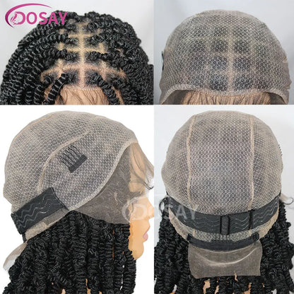 Braids SENSE 12" Bob Braided Wigs For Black Women Spring Afro Twist Wig Faux Locs Spiral Curls Full Lace Braided Wigs  Synthetic Braiding Wig