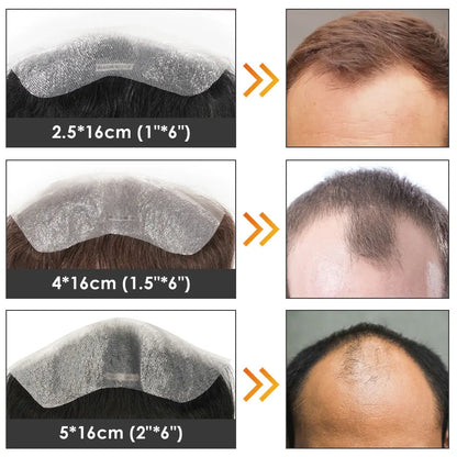 MEN'S SENSE BEAUTY Front Men Toupee Man Wig Natural Hairline 100% Human Hair Frontal Male Wig Full Skin Hair Pieces Hairpiece Free Shipping Zakya