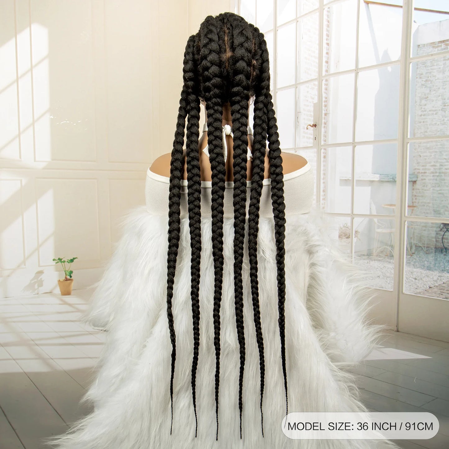 Braids SENSE 36 inches Synthetic Full Lace Wig for Black Women Braided Wig Lace Frontal Box Braids Wig Women Synthetic Braided