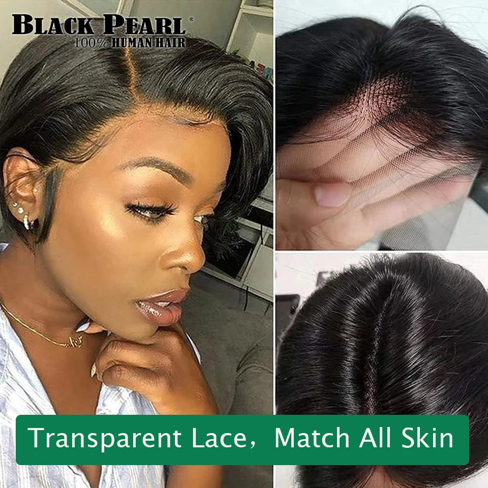 Short SENSE Short Human Hair Wigs Pixie Cut Straight Remy Brazilian Transparent Straight Bob Human Hair Wigs For Black Women