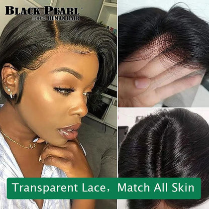 Short SENSE Short Human Hair Wigs Pixie Cut Straight Remy Brazilian Transparent Straight Bob Human Hair Wigs For Black Women