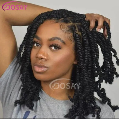 Braids SENSE 12" Bob Braided Wigs For Black Women Spring Afro Twist Wig Faux Locs Spiral Curls Full Lace Braided Wigs  Synthetic Braiding Wig