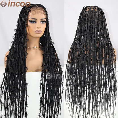 Braids SENSE 36 Inches Synthetic Lace Braided Wigs Butterfly Braids Lace Wig For Black Women Braid Wigs On Sale Clearance Box Braids Lace Wig