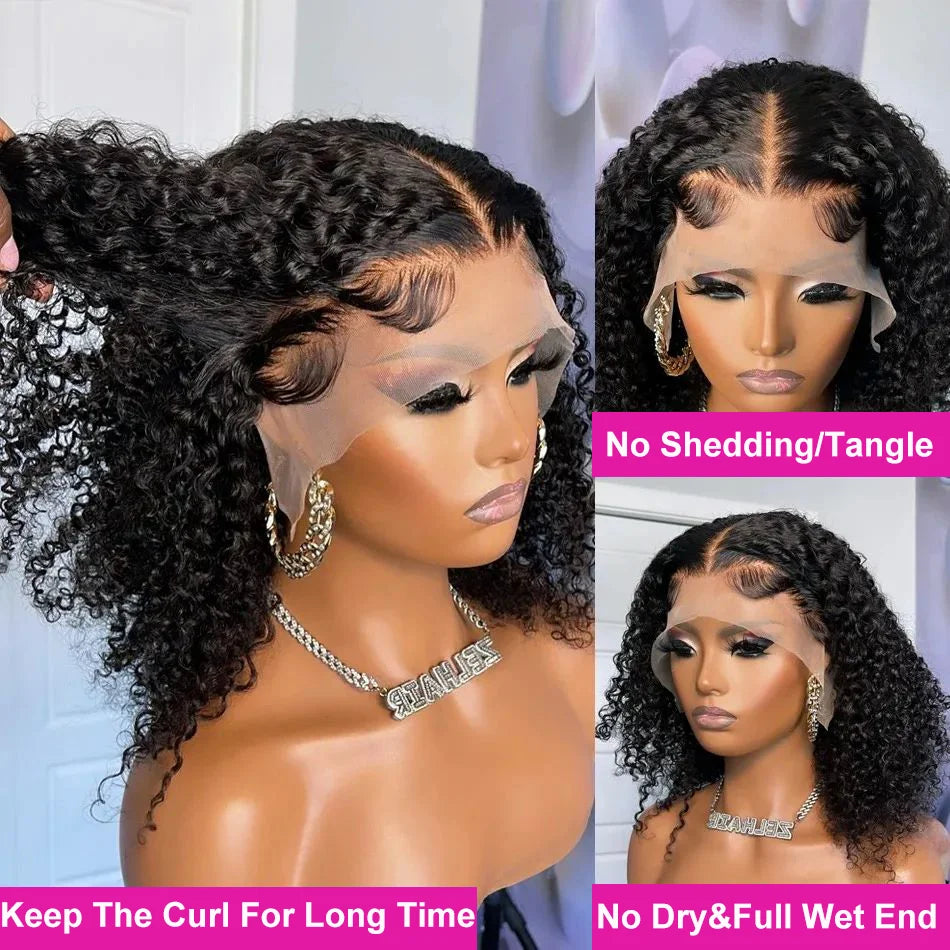 Short SENSE Curly Short Bob 200% HD 13X4 Lace Frontal 100% Natural Human Hair Wigs Deep Water Wave 13X4 Lace Front Wig 4x4 Closure For Women