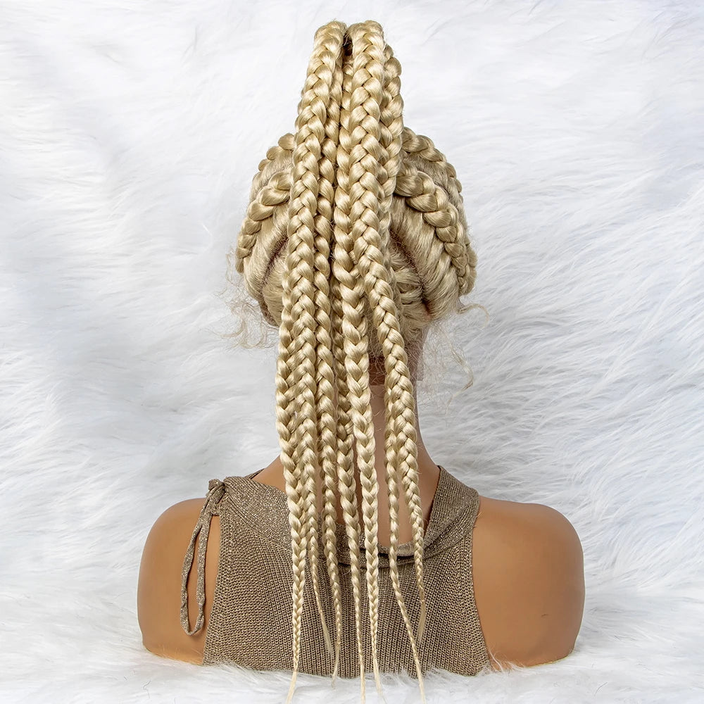 Braids SENSE Braided Wigs Synthetic Lace Front Wigs 24inches Braided Ponytail Wigs African Braiding Hair With Baby Hair Ponytail hair Wigs