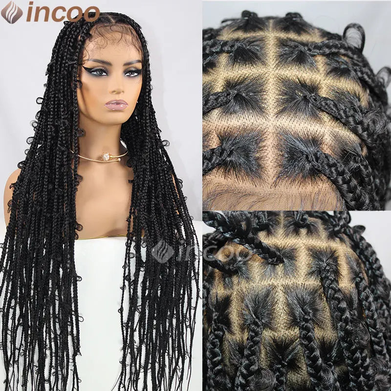 Braids SENSE 36 Inches Synthetic Lace Braided Wigs Butterfly Braids Lace Wig For Black Women Braid Wigs On Sale Clearance Box Braids Lace Wig