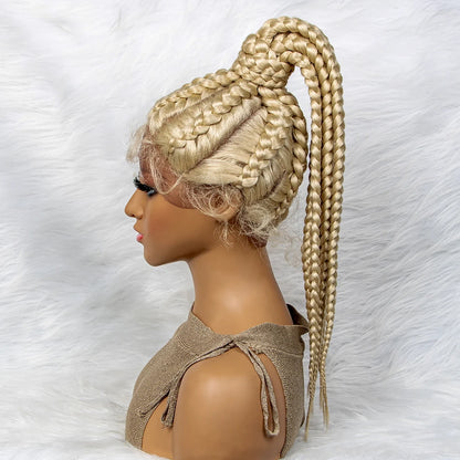 Braids SENSE Braided Wigs Synthetic Lace Front Wigs 24inches Braided Ponytail Wigs African Braiding Hair With Baby Hair Ponytail hair Wigs