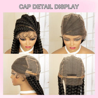 Braids SENSE 36 inches Synthetic Full Lace Wig for Black Women Braided Wig Lace Frontal Box Braids Wig Women Synthetic Braided