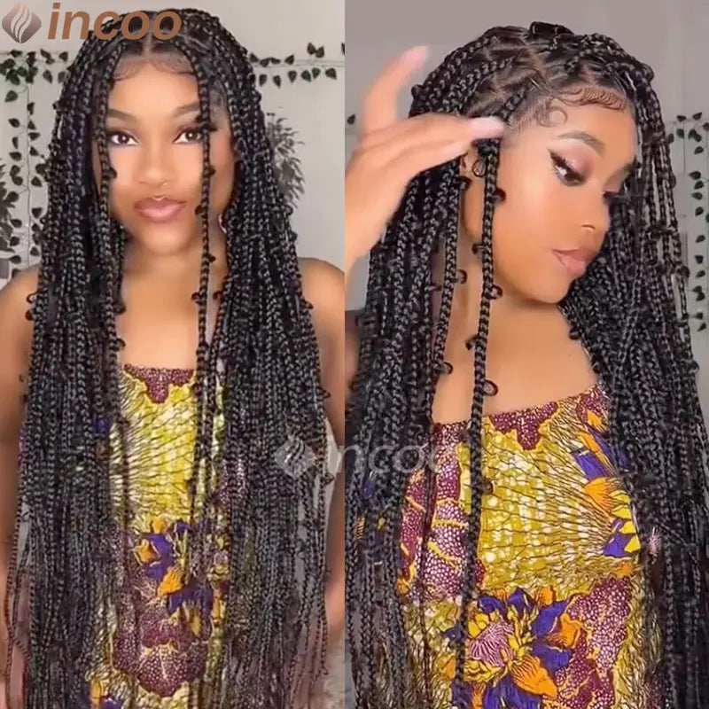 Braids SENSE 36 Inches Synthetic Lace Braided Wigs Butterfly Braids Lace Wig For Black Women Braid Wigs On Sale Clearance Box Braids Lace Wig