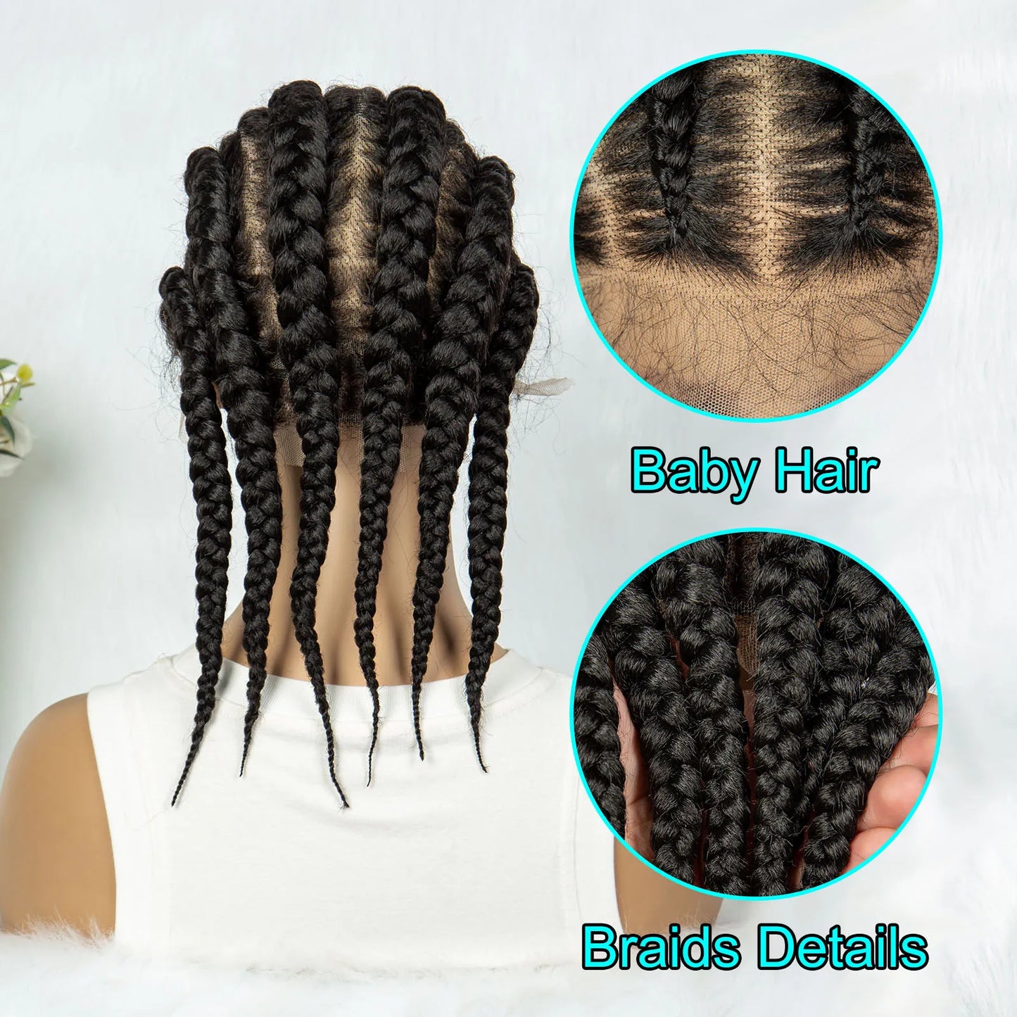 Braids SENSE KIMA Full Lace Cornrow Box Braided Wig Synthetic Lace Front Wigs for Africa Women Men Braids Wig with Baby Hair Braiding Wigs