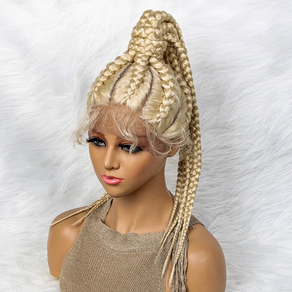 Braids SENSE Braided Wigs Synthetic Lace Front Wigs 24inches Braided Ponytail Wigs African Braiding Hair With Baby Hair Ponytail hair Wigs