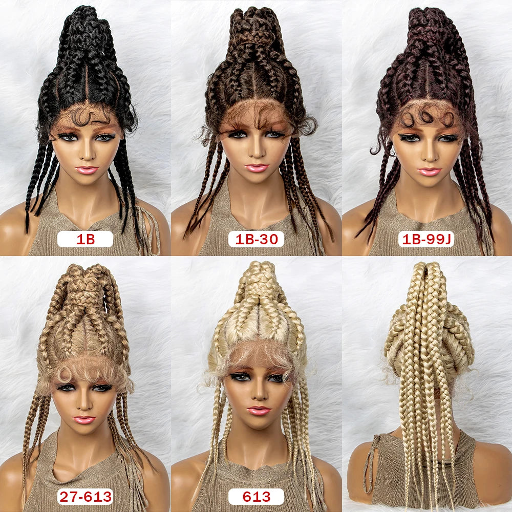 Braids SENSE Braided Wigs Synthetic Lace Front Wigs 24inches Braided Ponytail Wigs African Braiding Hair With Baby Hair Ponytail hair Wigs