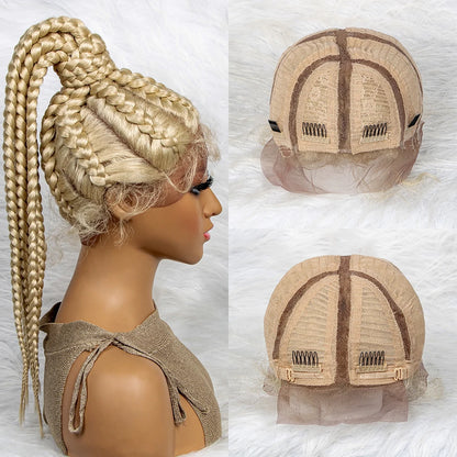 Braids SENSE Braided Wigs Synthetic Lace Front Wigs 24inches Braided Ponytail Wigs African Braiding Hair With Baby Hair Ponytail hair Wigs