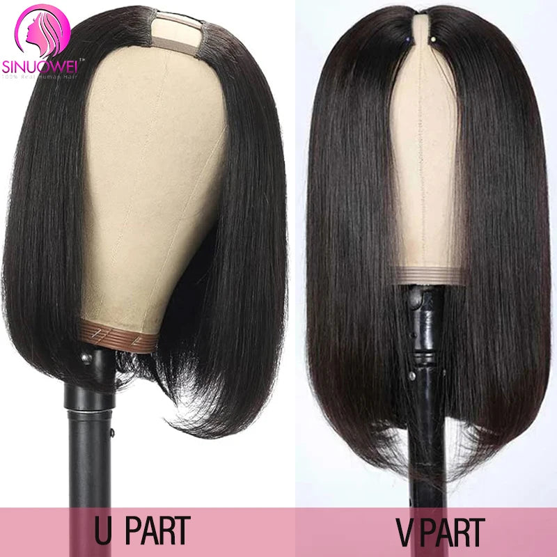 Short SENSE Short V Part Bob Wigs for Women Straight Short Human Hair Wigs No Glue U Part Wig Brazilian Short Bob Wigs Human Hair