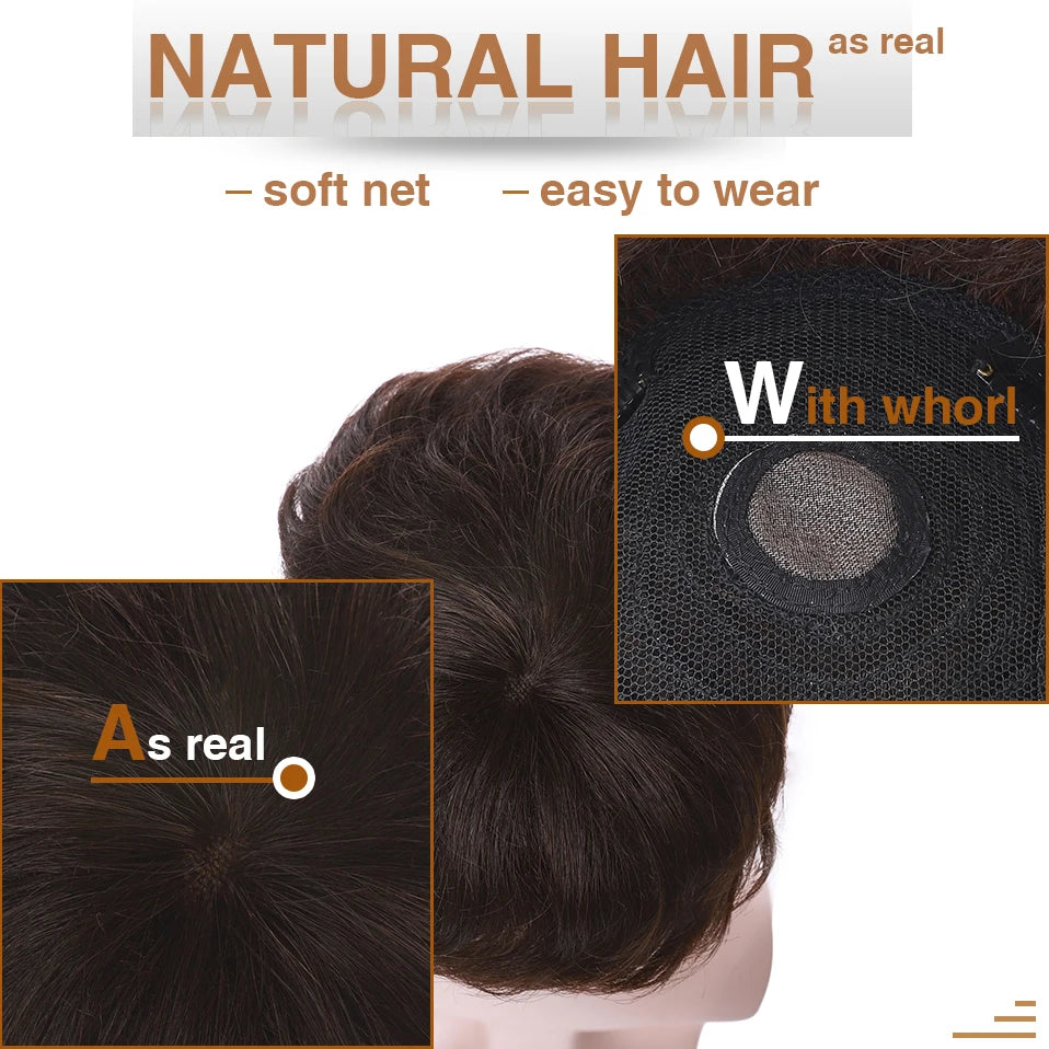 MEN'S SENSE BEAUTY S-noilite Men Toupee 16x19cm Human Hair Replacement System 4Inch Men's Capillary Prothesis Male Hair Wig Clip In Hair Extensions