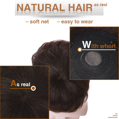 MEN'S SENSE BEAUTY S-noilite Men Toupee 16x19cm Human Hair Replacement System 4Inch Men's Capillary Prothesis Male Hair Wig Clip In Hair Extensions