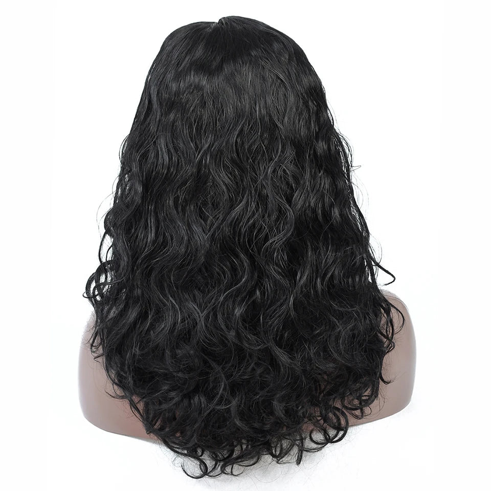 Lace wigs Yihan Synthetic Front Lace Wig Body Wave High Temperature Heat Resistant Fiber Half Machine Weave Replacement Wig For Women