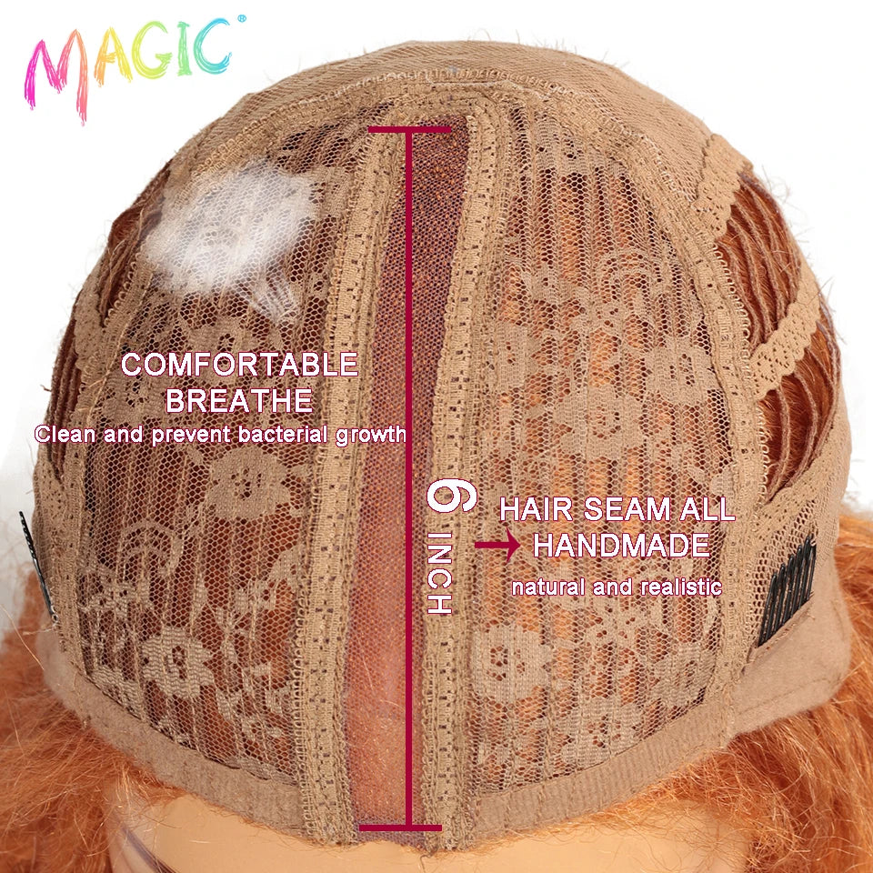 Lace wigs MAGIC Synthetic Lace Wigs Afro Kinky Straight Wig Hair Weave Ombre For Black Women Heat Resistant Cosplay Kinky Straight Wig