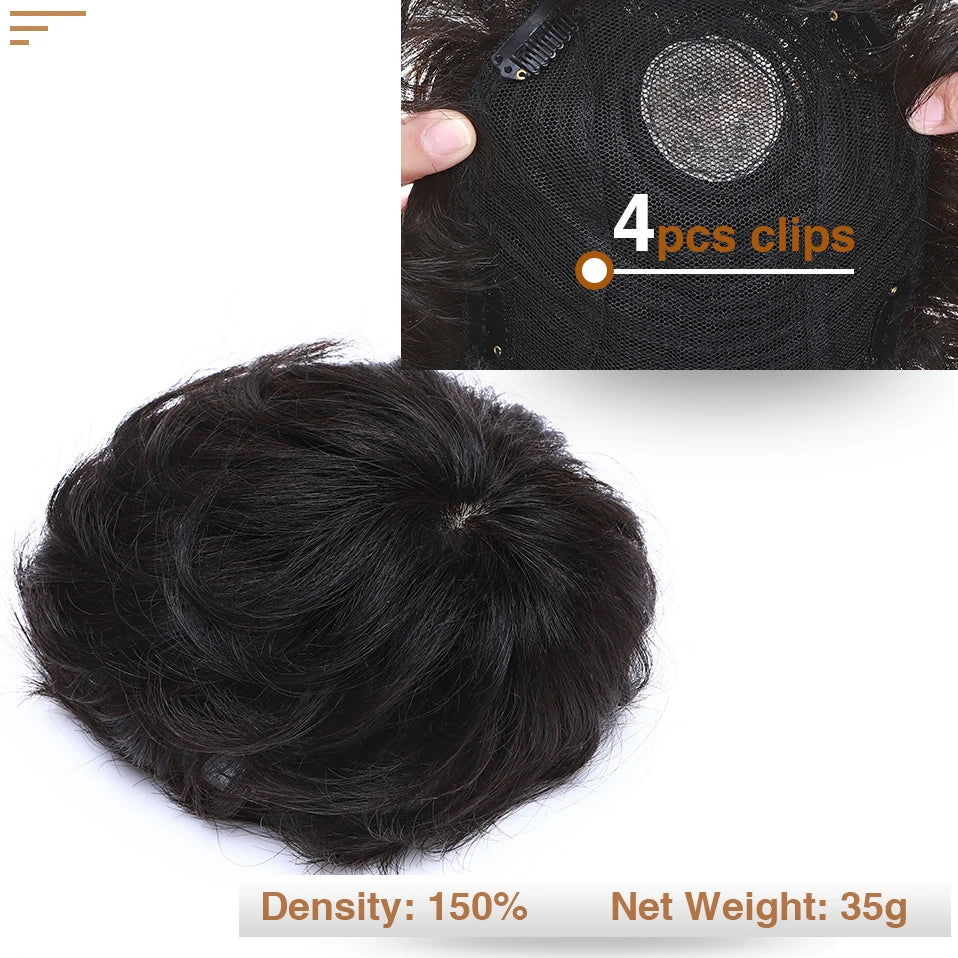 MEN'S SENSE BEAUTY S-noilite Men Toupee 16x19cm Human Hair Replacement System 4Inch Men's Capillary Prothesis Male Hair Wig Clip In Hair Extensions