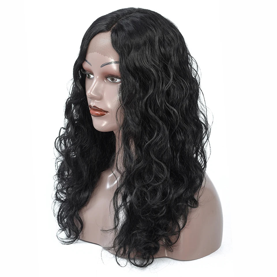 Lace wigs Yihan Synthetic Front Lace Wig Body Wave High Temperature Heat Resistant Fiber Half Machine Weave Replacement Wig For Women