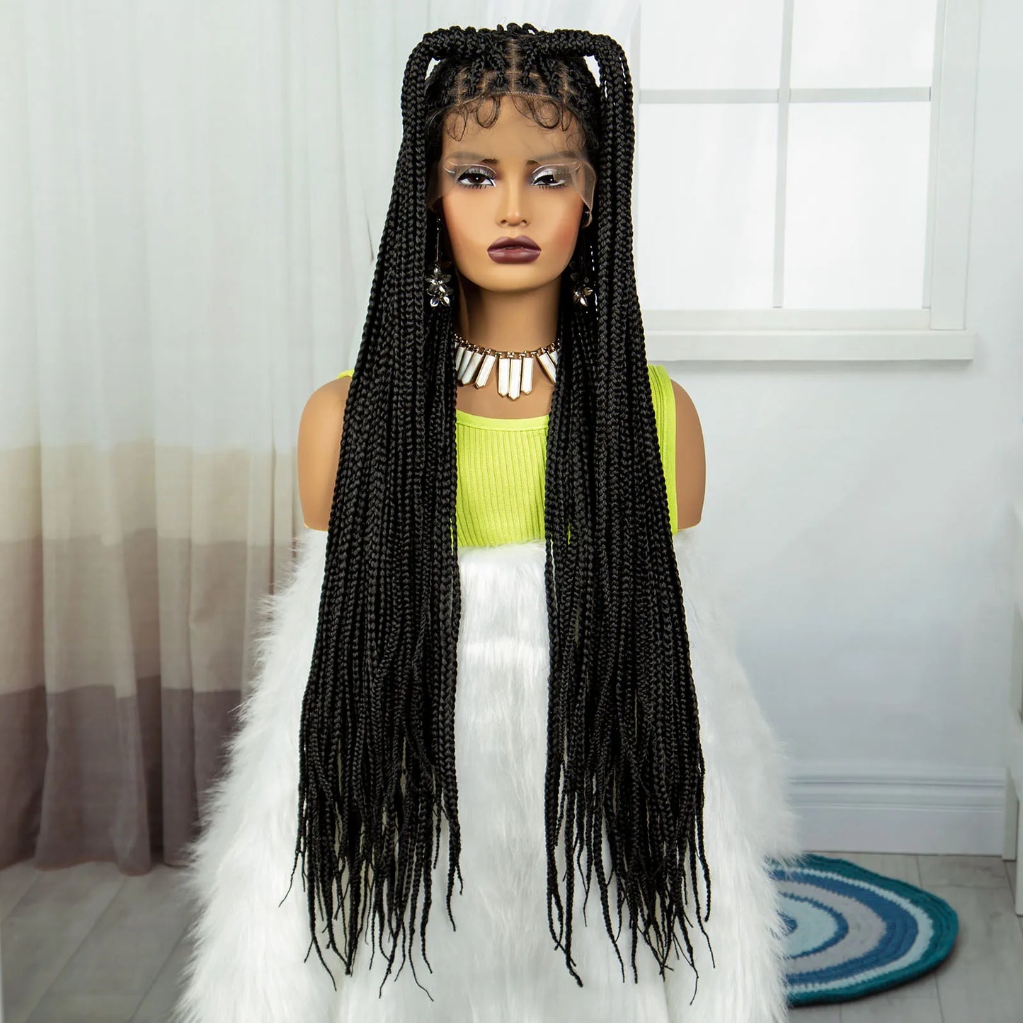 Braids SENSE Synthetic Box Braided Wigs with Baby Hair for Black Women Lace Front Braids Wigs Lace Wigs Long Braiding Hair Wigs