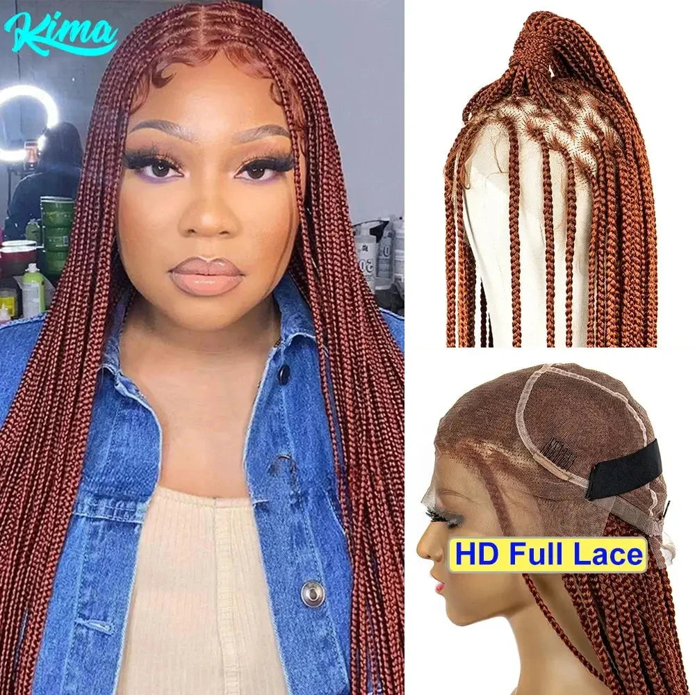 Braids SENSE Synthetic Transparent HD Full Lace Braided Wigs For Black Women Crochet Braid Braiding Hair Knotless Box Cornrow Braids Wigs