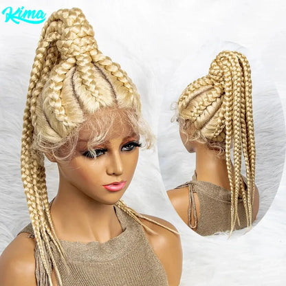 Braids SENSE Braided Wigs Synthetic Lace Front Wigs 24inches Braided Ponytail Wigs African Braiding Hair With Baby Hair Ponytail hair Wigs