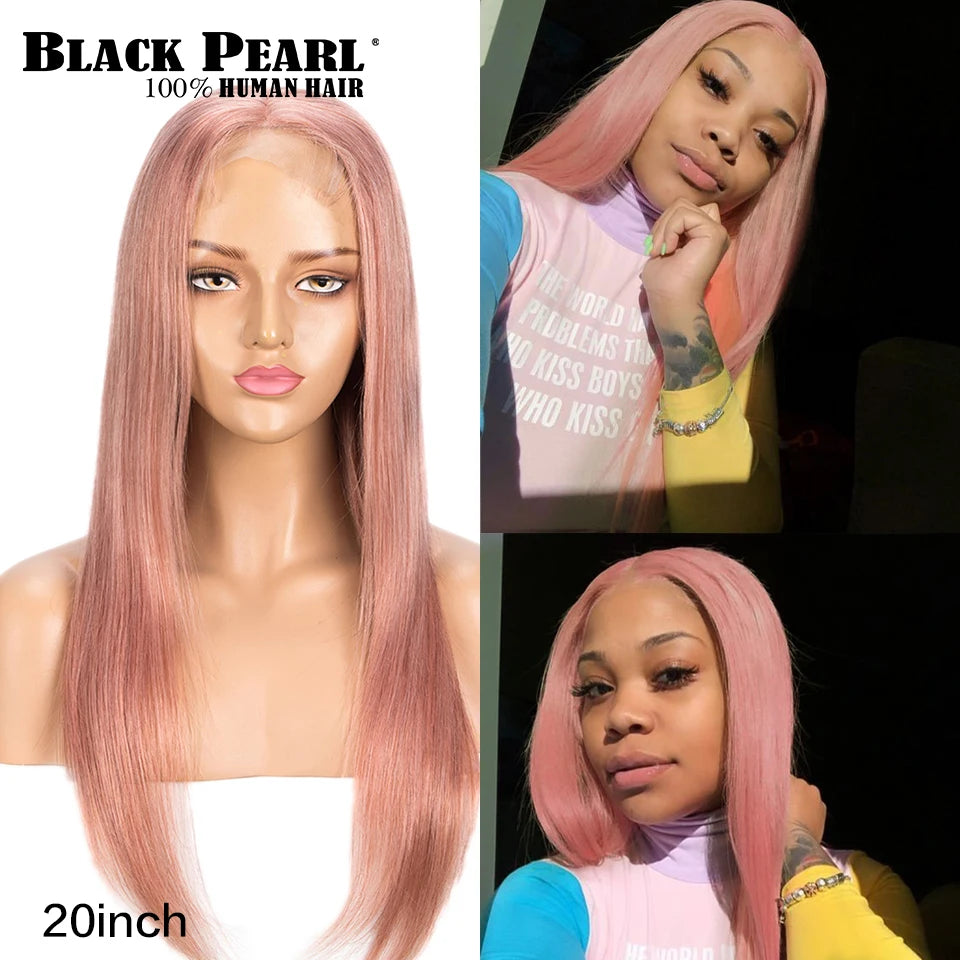 Lace wigs HD Transparent Lace Closure 14-28 inch Long Straight Brazilian Hair Wigs On Sale Pink Lace Front Wig Human Hair Wigs For Women