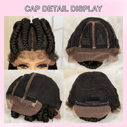 Braids SENSE Synthetic Ponytail Braided Wigs Lace Frontal 24 Inches African Knotless Twist Braids Wig for Black Women with Baby Hair