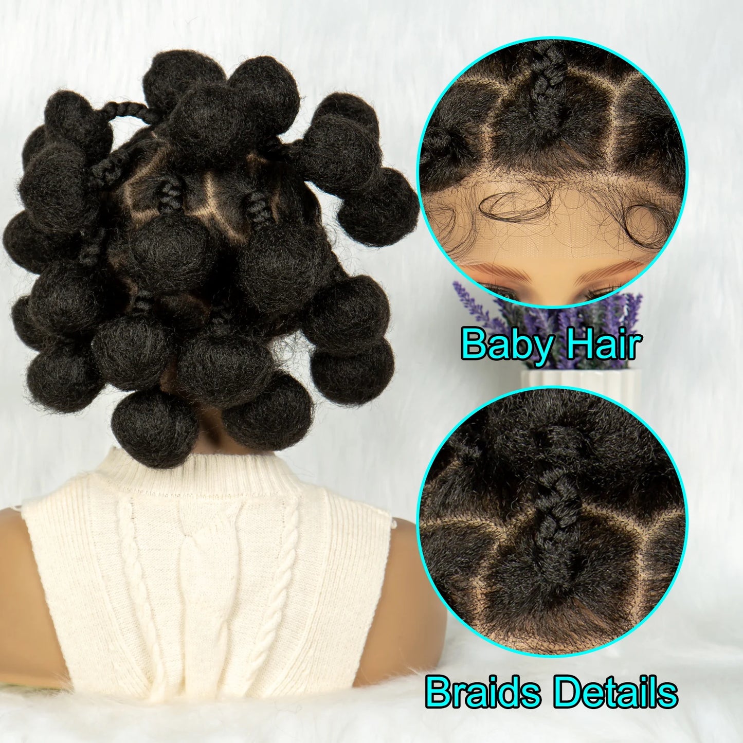 Braids SENSE KIMA Bantu Knotless Braids Wig Synthetic Full Lace Braided Wig Buns Wig Full Lace With Baby Hair African Braiding Hair