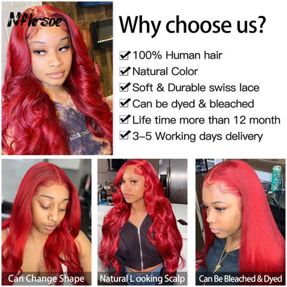 Lace wigs Highlight Wig Human Hair Burgundy Red Lace Front Human Hair Wigs Body Wave Bundles Humain Peruvian Hair Weaving