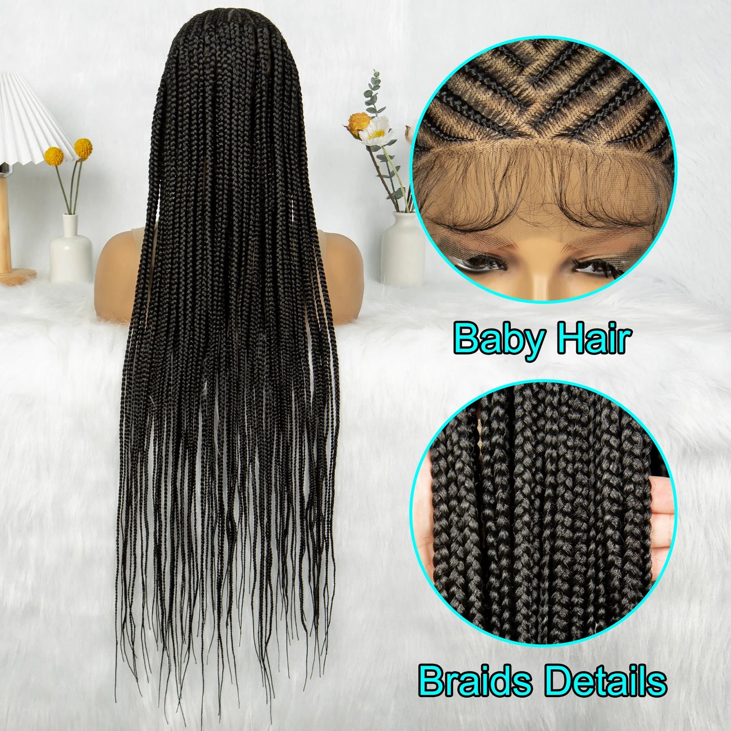 Braids SENSE KIMA Synthetic Full Lace Wigs Cornrow Braided Wigs Box Braids 36 inches long Braiding Wigs for Black Women