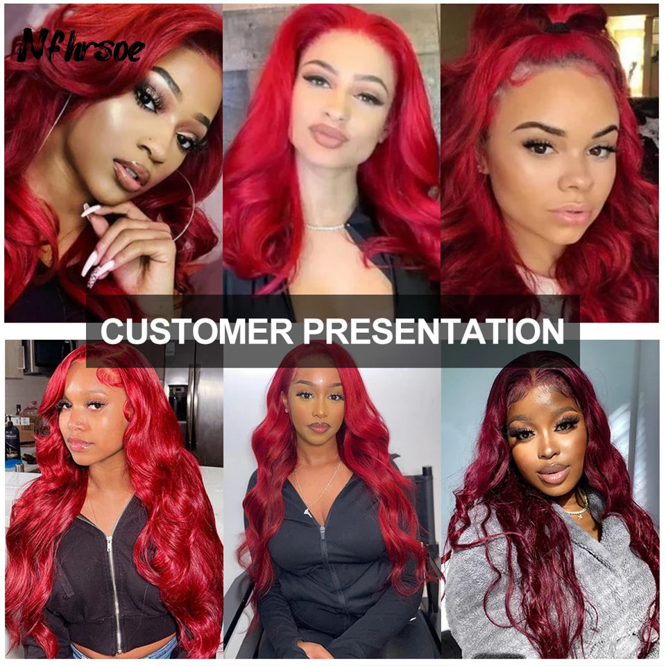 Lace wigs Highlight Wig Human Hair Burgundy Red Lace Front Human Hair Wigs Body Wave Bundles Humain Peruvian Hair Weaving