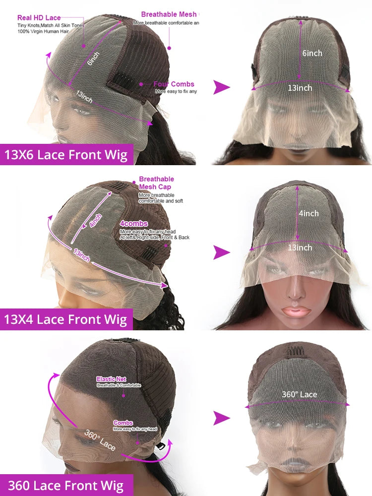 Lace wigs High Density 250% 40 42 Inch Deep Wave Curly Lace Frontal Wig Transparent 13x4 13x6 HD Lace Frontal Human Hair Wigs For Women
