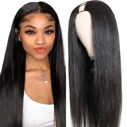 Lace wigs U Part Long Straight Wig U Shape Glueless Synthetic Wigs No Leave Out Quick Weave Natural Black For Black Women 16-28inch