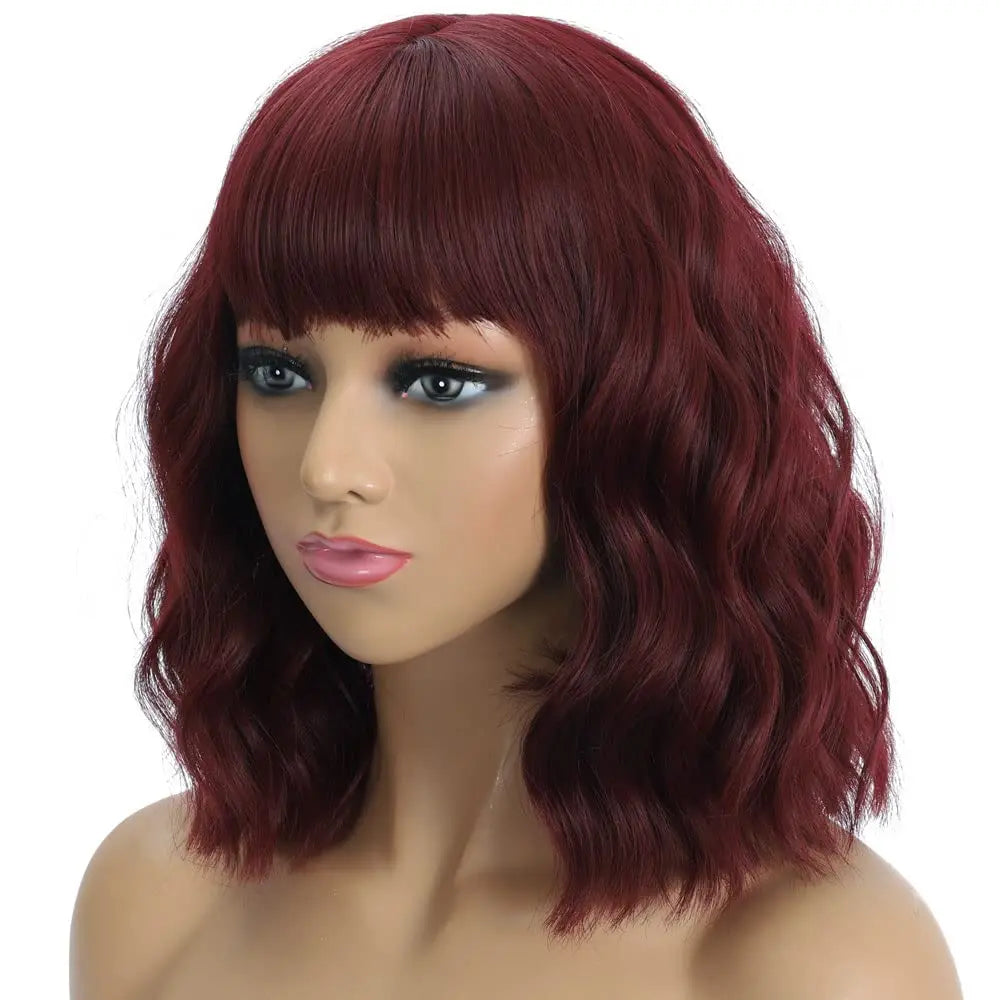 Lace wigs 12 Inches Loose Weave Wigs with Bangs Short Bob Wig for Women Body Wave Wigs for Cosplay Heat Resistant Wig