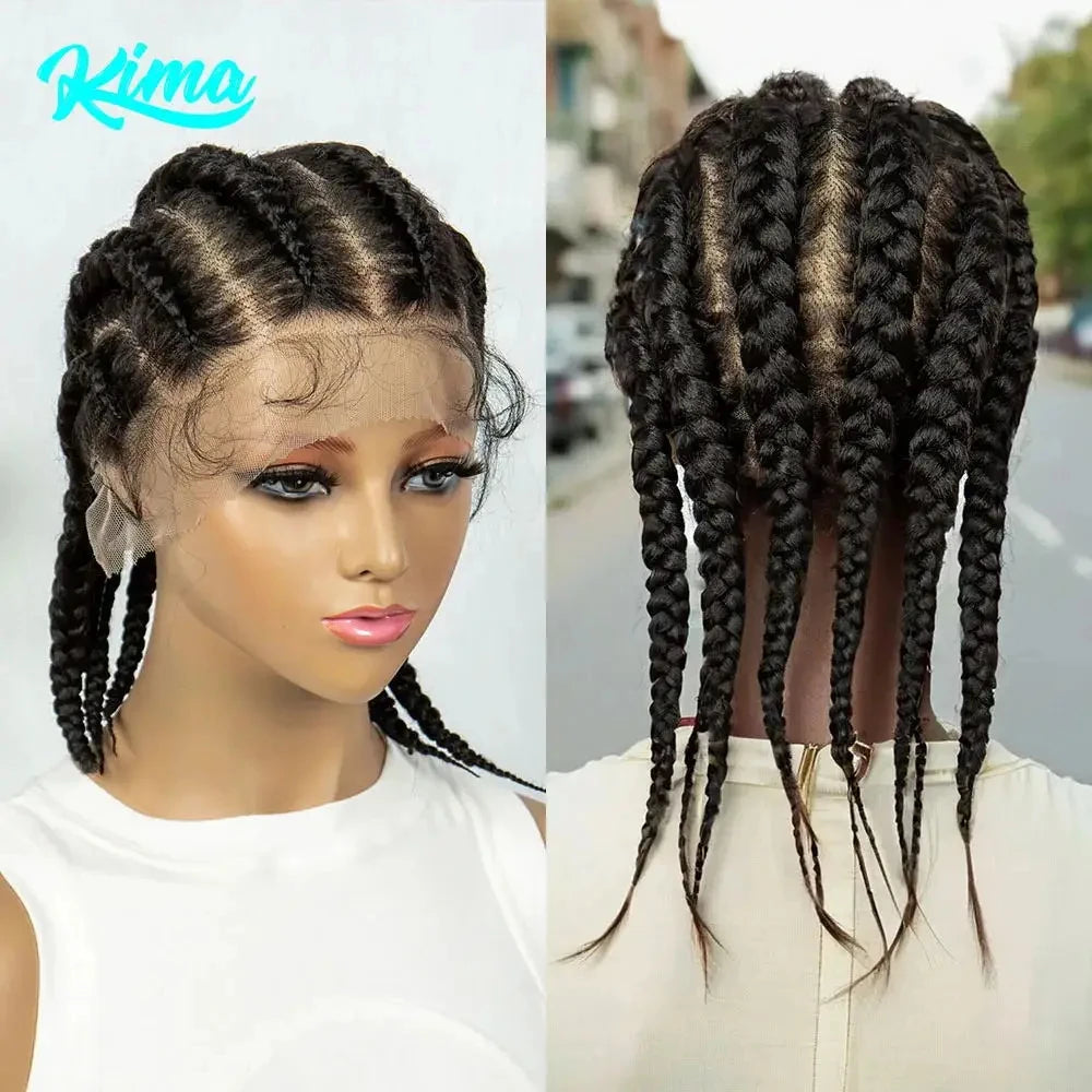 Braids SENSE KIMA Full Lace Cornrow Box Braided Wig Synthetic Lace Front Wigs for Africa Women Men Braids Wig with Baby Hair Braiding Wigs