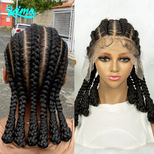 Braids SENSE KIMA Cornrow Box Braided Wig Synthetic Full Lace Wigs for Africa Women Men Braids Wig with Baby Hair