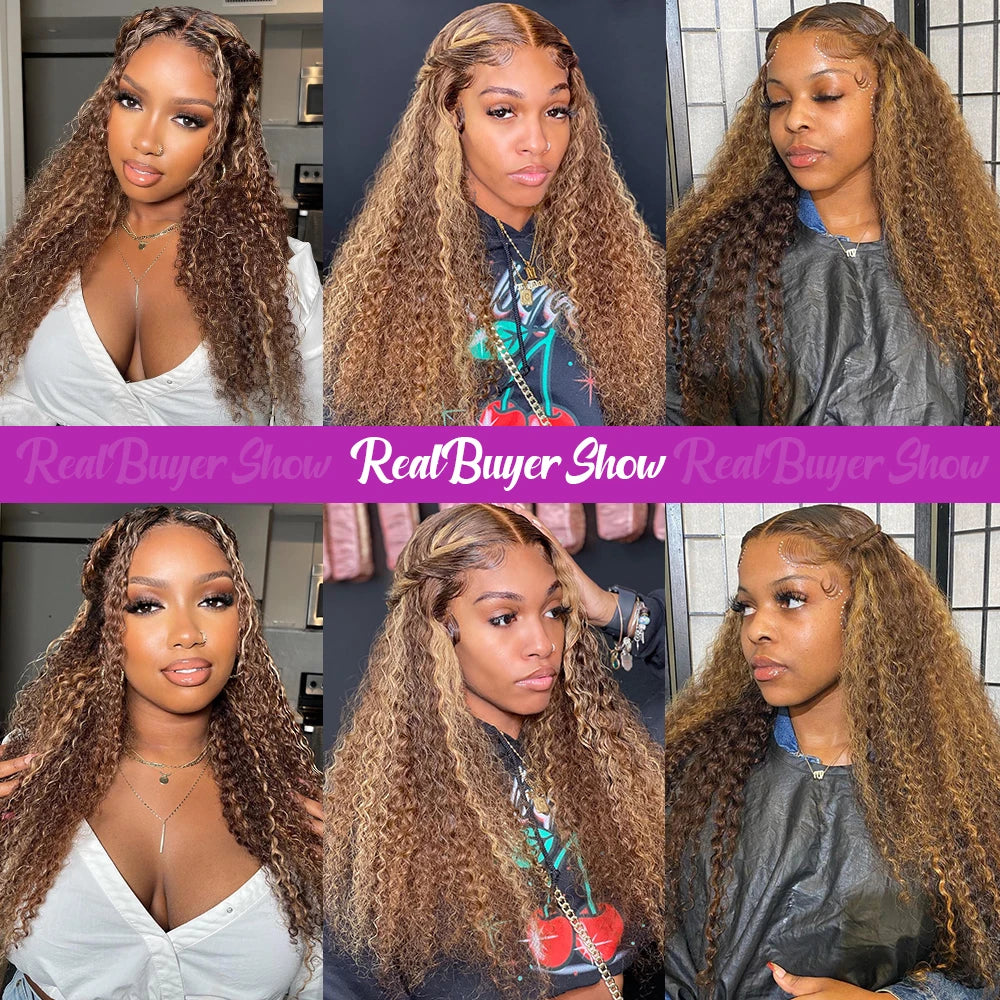 Lace wigs 40 Inch Ombre Highlight Blonde Water Curly 7x5 Glueless HD Lace Frontal Wigs for Women Deep Wave 13X4 Lace Front Wig Human Hair