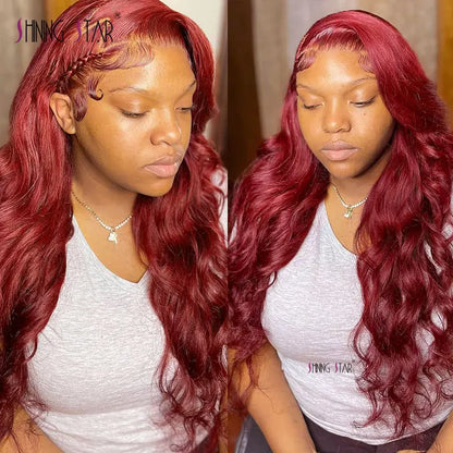 Lace wigs Colored Burgundy Lace Front Wig Red 99J 13X4 Hd Lace Frontal Wigs Human Hair 30 Inch Body Wave Lace Front Wig Curly Hair Weave