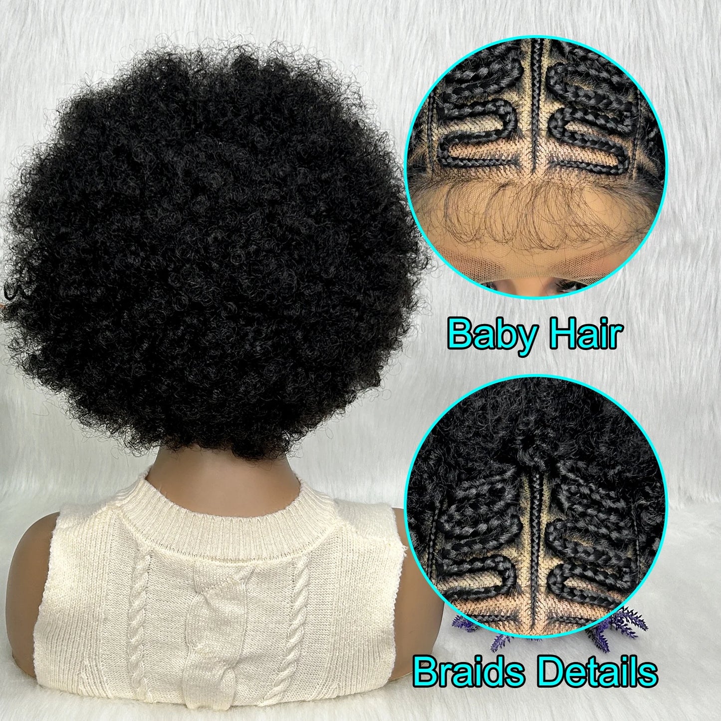 Braids SENSE 13x6 Lace Front Braided Wigs Africa Wig Synthetic Lace Front Wig With Baby Hair For Black Women Wig Kinky Curly Hair Wigs