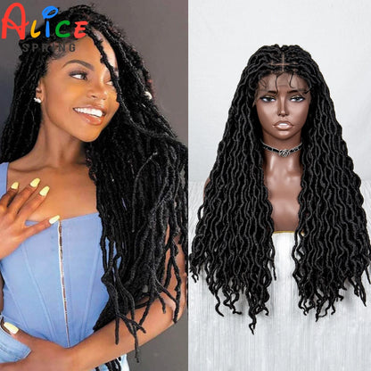 Braids SENSE Faux Locs Synthetic Lace Front Braided Wig With Baby Hair Dreadlocks Braiding Wig for Women Knotless Box Cornrow Braids Wigs