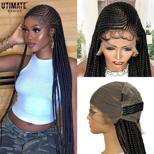 Braids SENSE New Arrival Synthetic Full Lace Braided Wigs for Black Women 34 Inches Lace Frontal with Baby Hair Afro American Wigs