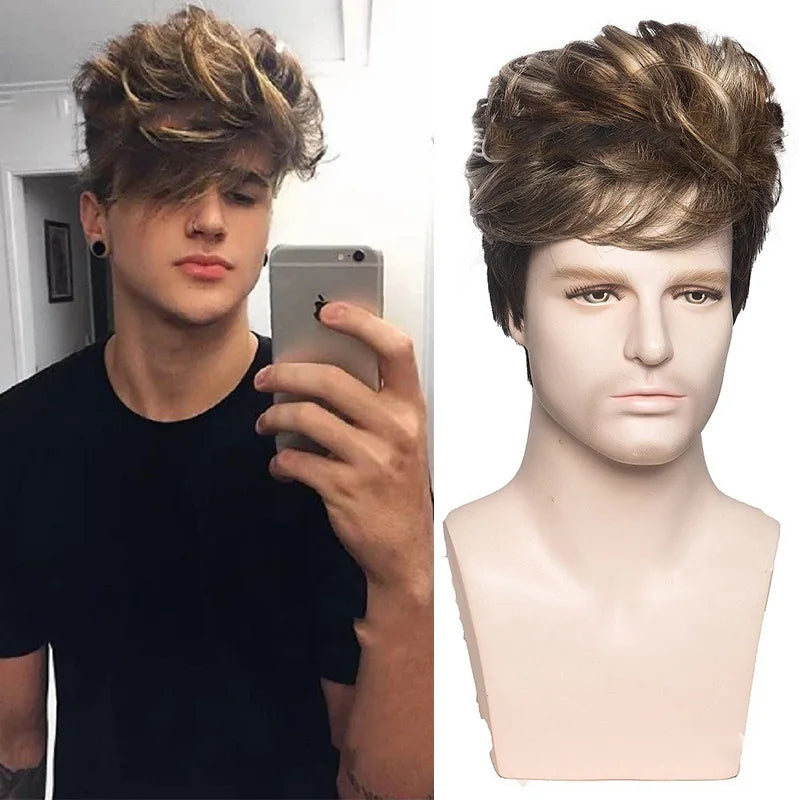 MEN'S SENSE BEAUTY Sylhair Men Wigs Short Silver Gray Wig Male Guy Short Layered Cosplay Costume Party Synthetic Heat Resistant Natural Hair