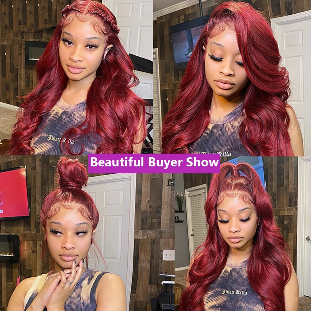 Lace wigs Water Wavy 99J Burgundy 13x4 HD Lace Front Wigs Human Hair Body Wave Lace Front Wigs Human Hair Pre Plucked Bleached Knots Wigs